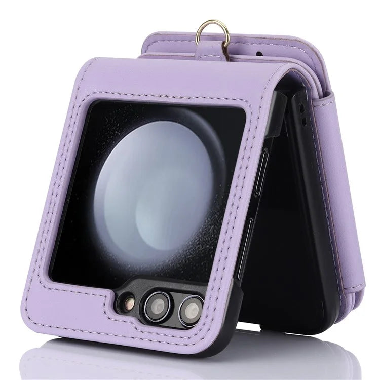 For Samsung Galaxy Z Flip5 5G Case Crossbody RFID Blocking Leather+TPU Scratch-proof Protective Shell