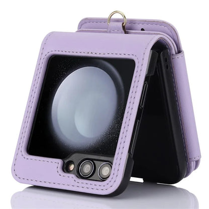 For Samsung Galaxy Z Flip5 5G Case Crossbody RFID Blocking Leather+TPU Scratch-proof Protective Shell