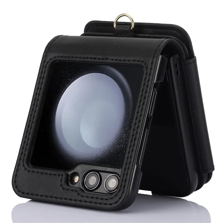 For Samsung Galaxy Z Flip5 5G Case Crossbody RFID Blocking Leather+TPU Scratch-proof Protective Shell