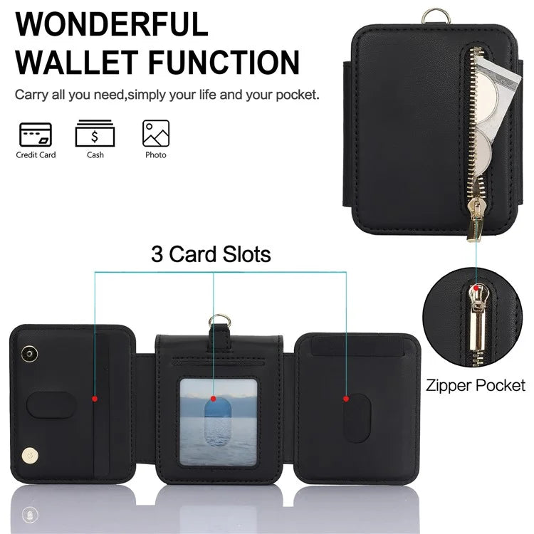 For Samsung Galaxy Z Flip5 5G Case Crossbody RFID Blocking Leather+TPU Scratch-proof Protective Shell