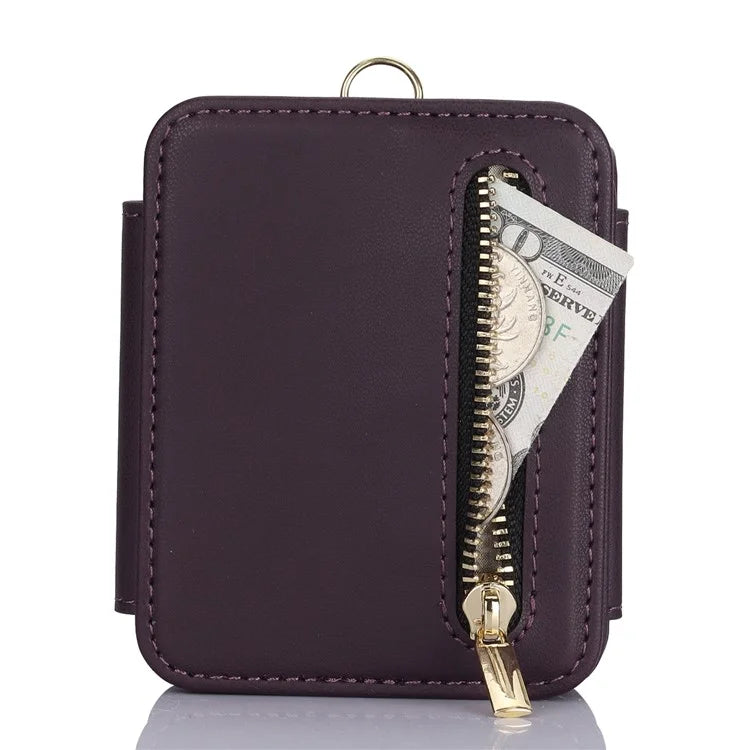 For Samsung Galaxy Z Flip5 5G Case Crossbody RFID Blocking Leather+TPU Scratch-proof Protective Shell