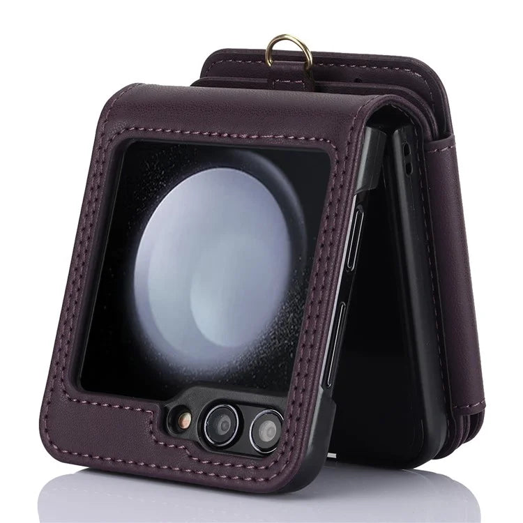For Samsung Galaxy Z Flip5 5G Case Crossbody RFID Blocking Leather+TPU Scratch-proof Protective Shell