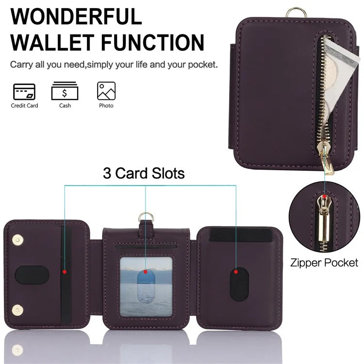 For Samsung Galaxy Z Flip5 5G Case Crossbody RFID Blocking Leather+TPU Scratch-proof Protective Shell