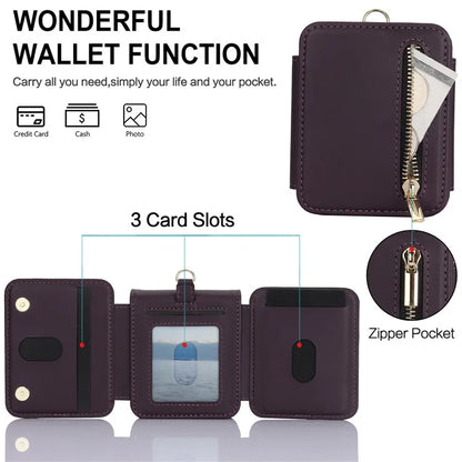 For Samsung Galaxy Z Flip5 5G Case Crossbody RFID Blocking Leather+TPU Scratch-proof Protective Shell