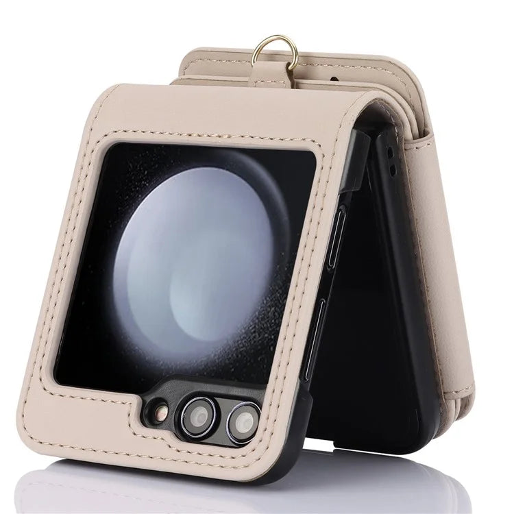 For Samsung Galaxy Z Flip5 5G Case Crossbody RFID Blocking Leather+TPU Scratch-proof Protective Shell
