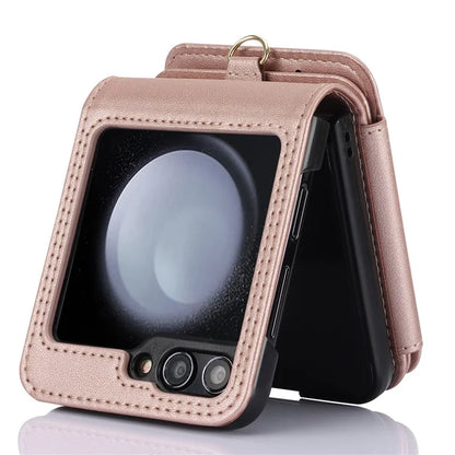For Samsung Galaxy Z Flip5 5G Case Crossbody RFID Blocking Leather+TPU Scratch-proof Protective Shell