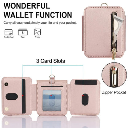 For Samsung Galaxy Z Flip5 5G Case Crossbody RFID Blocking Leather+TPU Scratch-proof Protective Shell
