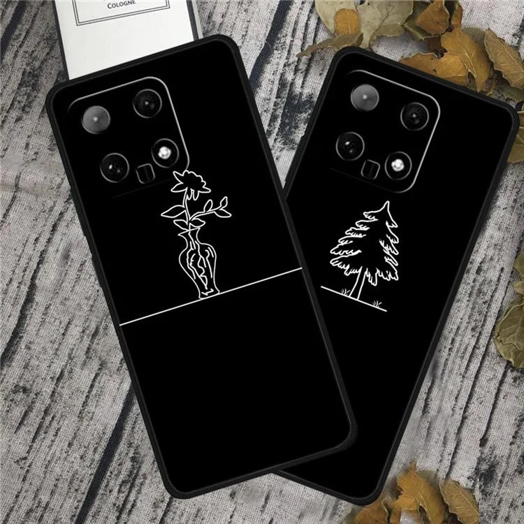 For Xiaomi 14 TPU Case Linear Pattern Printing Soft Phone Cover in Vase