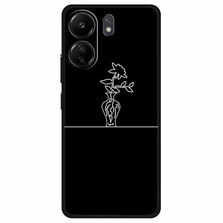 For Xiaomi Redmi 13C 4G / Poco C65 4G Phone Case TPU Back Cover Linear Pattern Printing in Vase