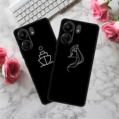 For Xiaomi Redmi 13C 4G / Poco C65 4G Phone Case TPU Back Cover Linear Pattern Printing in Vase