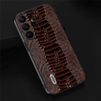 ABEEL For Samsung Galaxy S24 Ultra Crocodile Texture Case Genuine Cow Leather Slim Back Cover