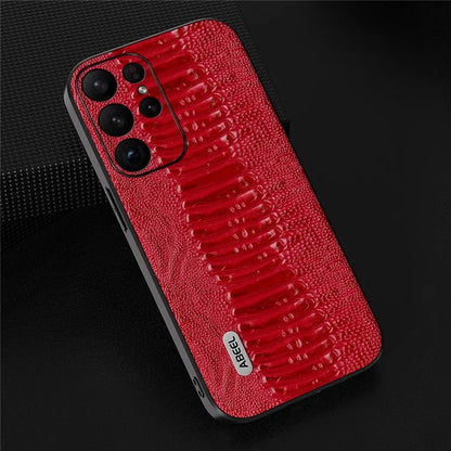 ABEEL For Samsung Galaxy S24 Ultra Crocodile Texture Case Genuine Cow Leather Slim Back Cover