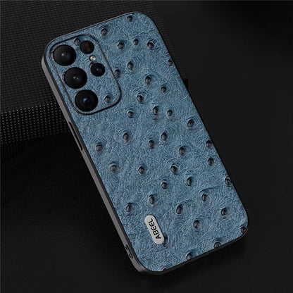 ABEEL For Samsung Galaxy S24 Ultra Case Genuine Cow Leather Ostrich Texture Back Shell Cover
