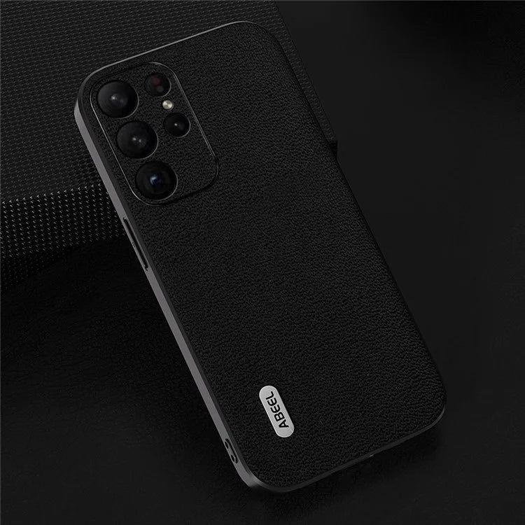 ABEEL For Samsung Galaxy S24 Ultra Case Genuine Cow Leather Litchi Texture Back Cover