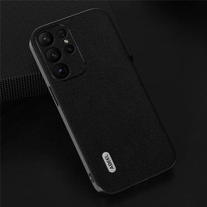 ABEEL For Samsung Galaxy S24 Ultra Case Genuine Cow Leather Litchi Texture Back Cover