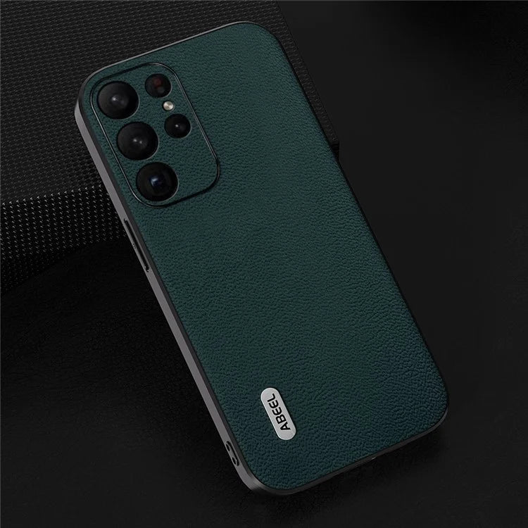 ABEEL For Samsung Galaxy S24 Ultra Case Genuine Cow Leather Litchi Texture Back Cover