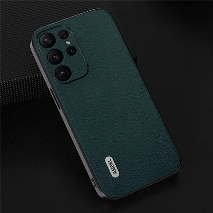 ABEEL For Samsung Galaxy S24 Ultra Case Genuine Cow Leather Litchi Texture Back Cover