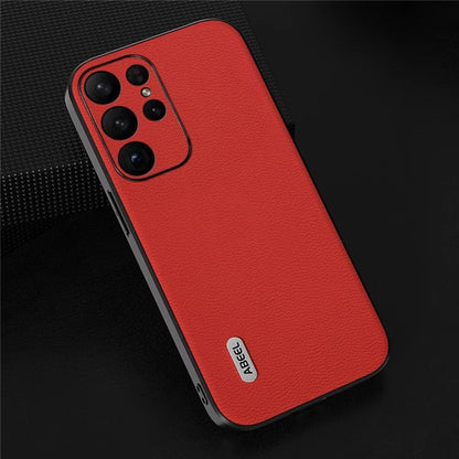 ABEEL For Samsung Galaxy S24 Ultra Case Genuine Cow Leather Litchi Texture Back Cover