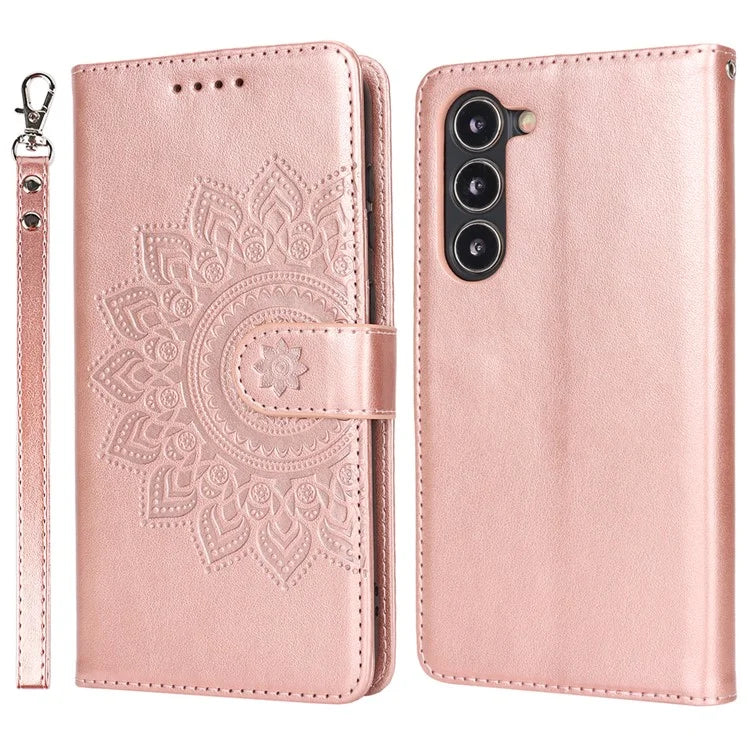 For Samsung Galaxy S23 Cell Phone Case R61 Texture PU Leather Wallet Stand Protective Cover