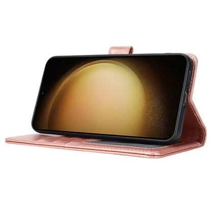 For Samsung Galaxy S23 Cell Phone Case R61 Texture PU Leather Wallet Stand Protective Cover