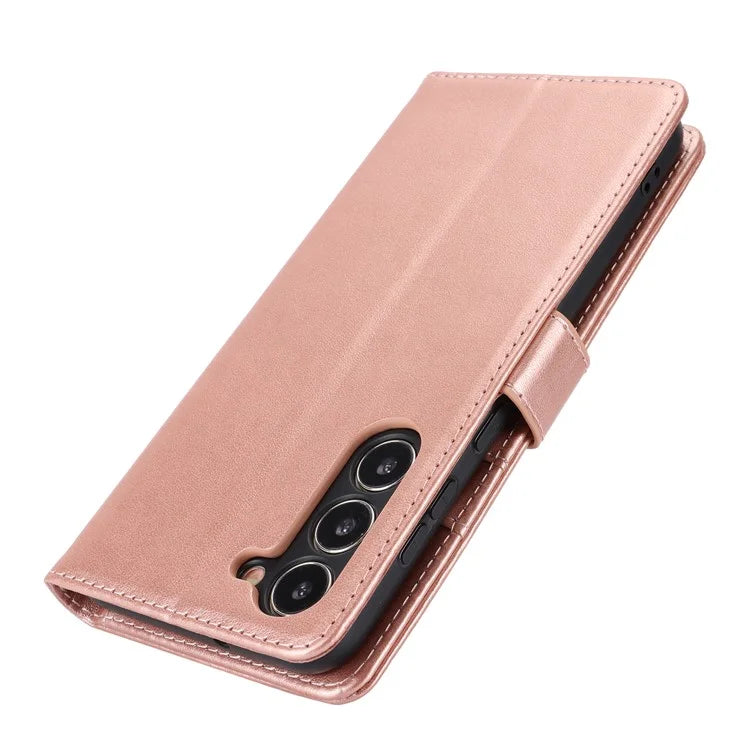 For Samsung Galaxy S23 Cell Phone Case R61 Texture PU Leather Wallet Stand Protective Cover