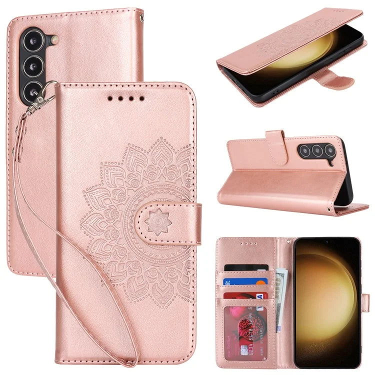 For Samsung Galaxy S23 Cell Phone Case R61 Texture PU Leather Wallet Stand Protective Cover