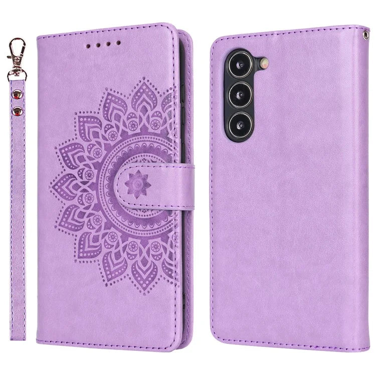 For Samsung Galaxy S23 Cell Phone Case R61 Texture PU Leather Wallet Stand Protective Cover