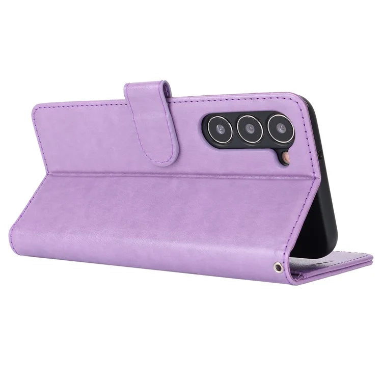 For Samsung Galaxy S23 Cell Phone Case R61 Texture PU Leather Wallet Stand Protective Cover