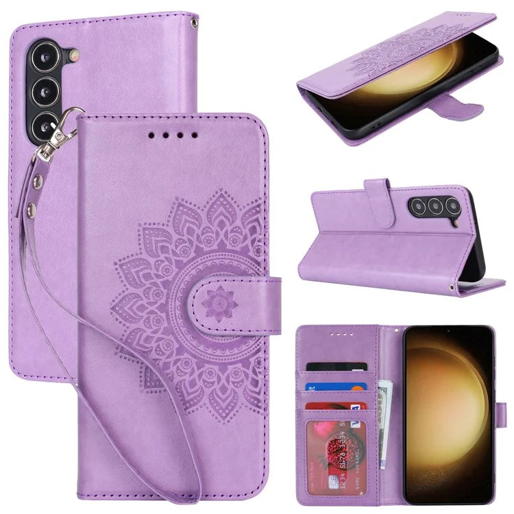 For Samsung Galaxy S23 Cell Phone Case R61 Texture PU Leather Wallet Stand Protective Cover