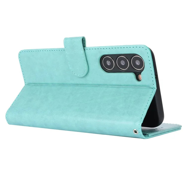 For Samsung Galaxy S23 Cell Phone Case R61 Texture PU Leather Wallet Stand Protective Cover