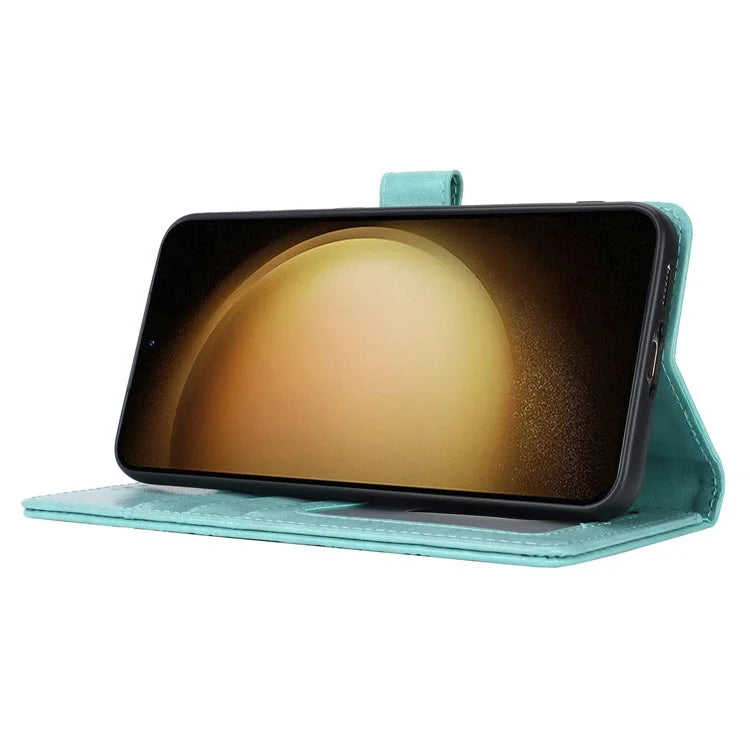 For Samsung Galaxy S23 Cell Phone Case R61 Texture PU Leather Wallet Stand Protective Cover