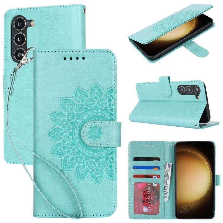 For Samsung Galaxy S23 Cell Phone Case R61 Texture PU Leather Wallet Stand Protective Cover