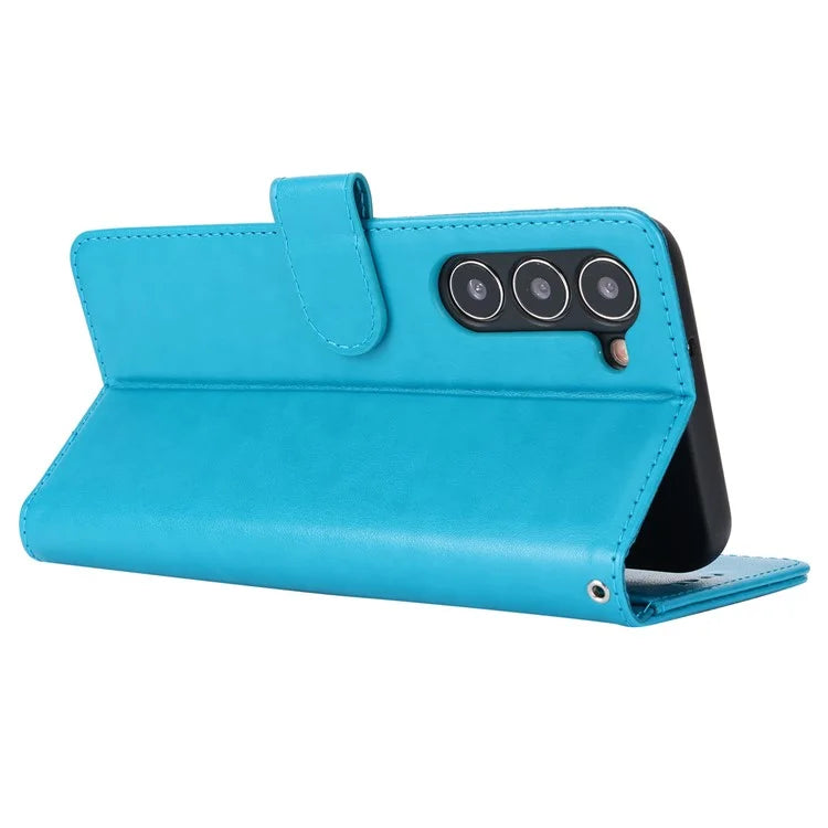 For Samsung Galaxy S23 Cell Phone Case R61 Texture PU Leather Wallet Stand Protective Cover