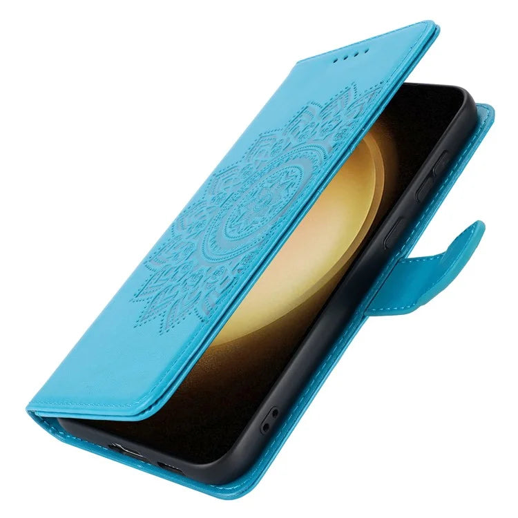 For Samsung Galaxy S23 Cell Phone Case R61 Texture PU Leather Wallet Stand Protective Cover