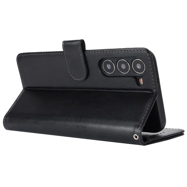 For Samsung Galaxy S23 Cell Phone Case R61 Texture PU Leather Wallet Stand Protective Cover
