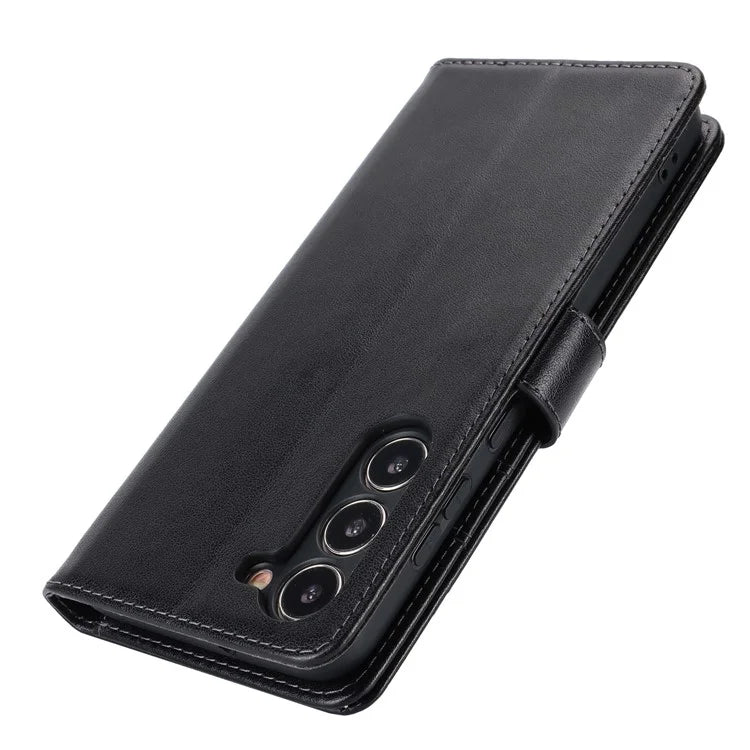 For Samsung Galaxy S23 Cell Phone Case R61 Texture PU Leather Wallet Stand Protective Cover