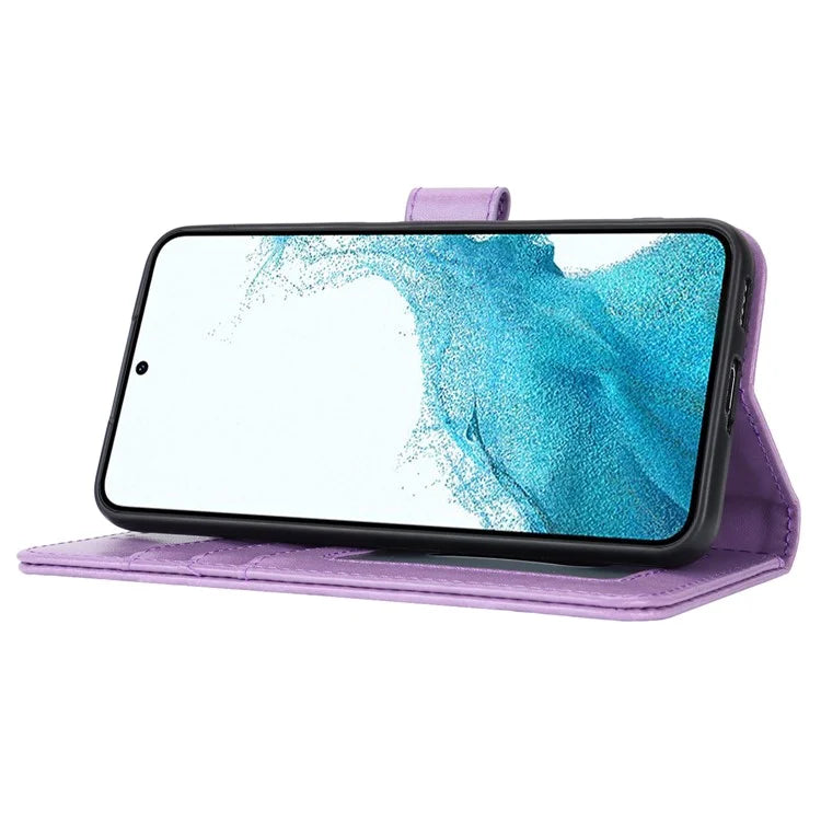 For Samsung Galaxy S22 5G Cell Phone Case R61 Texture PU Leather Wallet Shockproof Cover