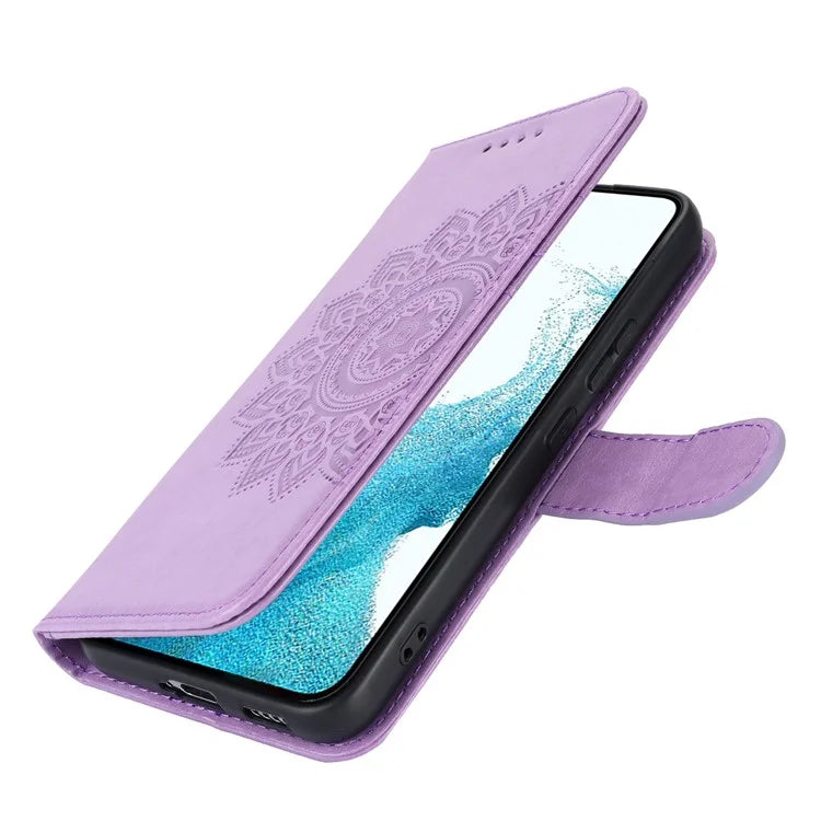 For Samsung Galaxy S22 5G Cell Phone Case R61 Texture PU Leather Wallet Shockproof Cover