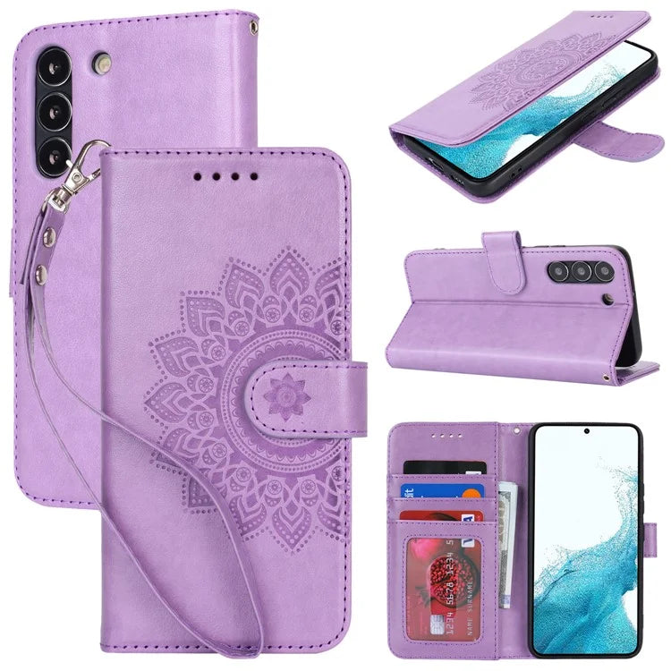 For Samsung Galaxy S22 5G Cell Phone Case R61 Texture PU Leather Wallet Shockproof Cover