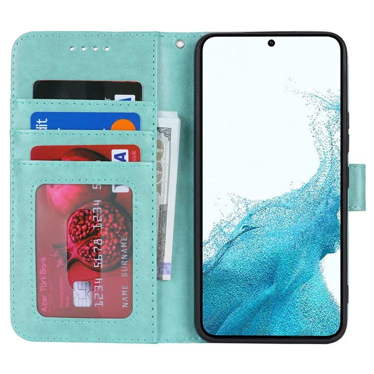 For Samsung Galaxy S22 5G Cell Phone Case R61 Texture PU Leather Wallet Shockproof Cover