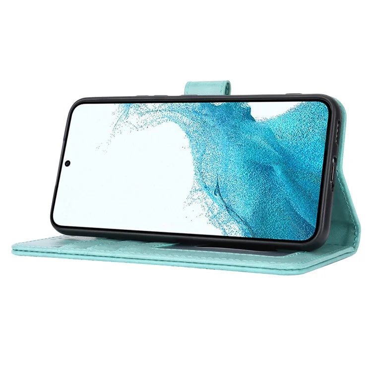 For Samsung Galaxy S22 5G Cell Phone Case R61 Texture PU Leather Wallet Shockproof Cover