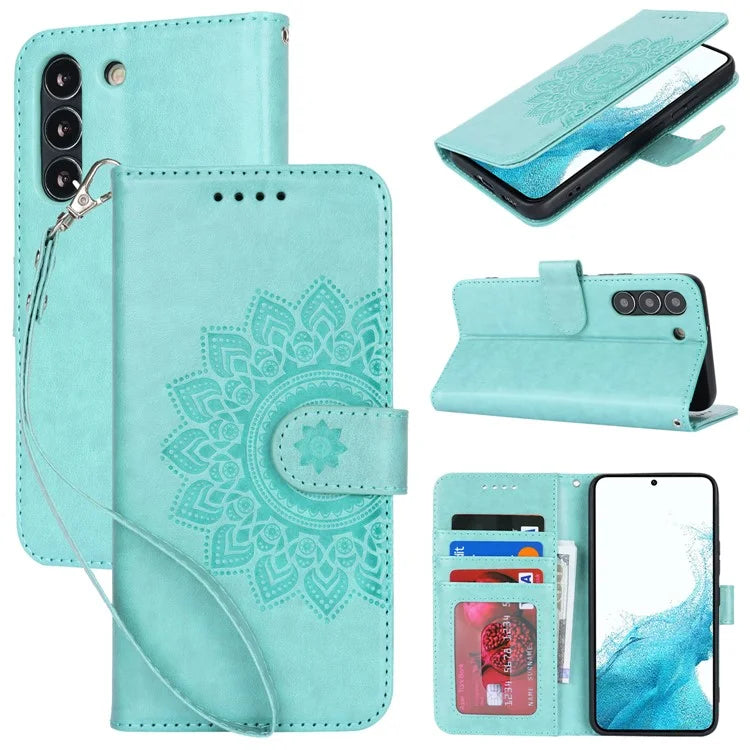 For Samsung Galaxy S22 5G Cell Phone Case R61 Texture PU Leather Wallet Shockproof Cover