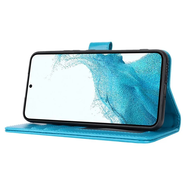 For Samsung Galaxy S22 5G Cell Phone Case R61 Texture PU Leather Wallet Shockproof Cover