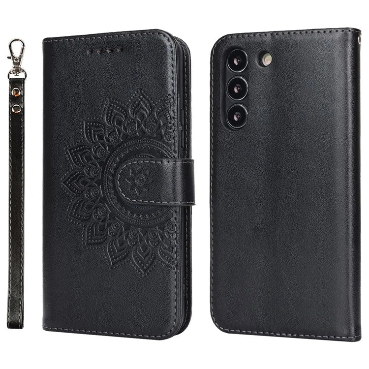 For Samsung Galaxy S22 5G Cell Phone Case R61 Texture PU Leather Wallet Shockproof Cover