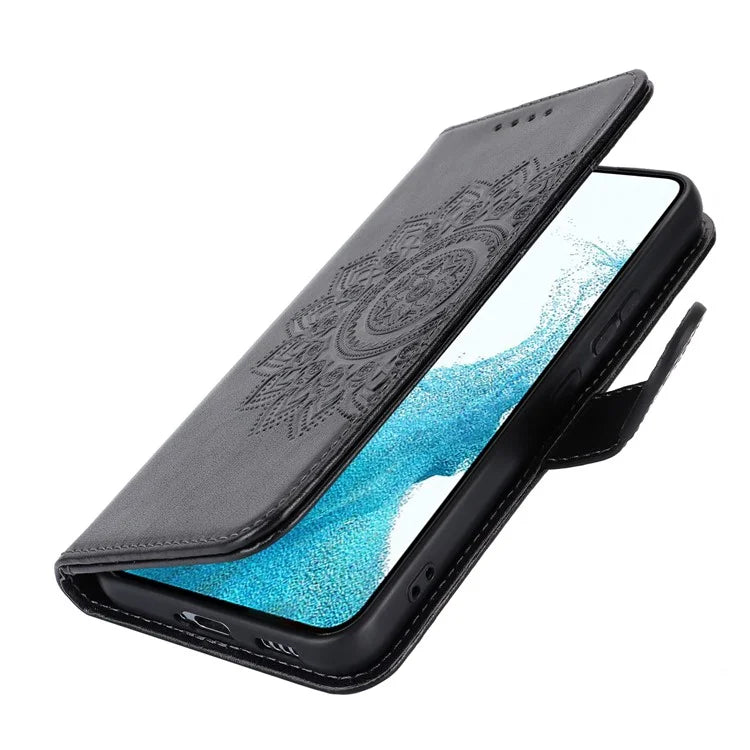 For Samsung Galaxy S22 5G Cell Phone Case R61 Texture PU Leather Wallet Shockproof Cover