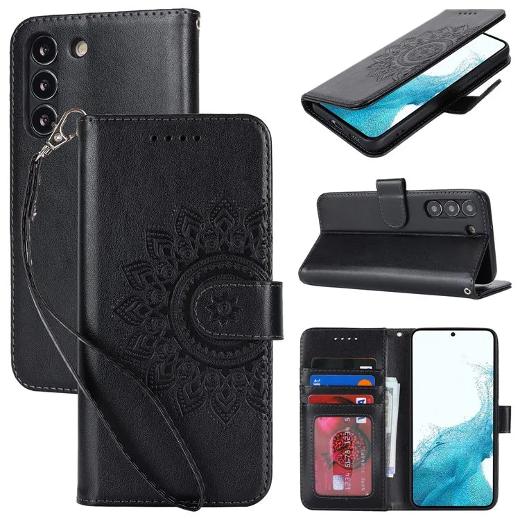 For Samsung Galaxy S22 5G Cell Phone Case R61 Texture PU Leather Wallet Shockproof Cover