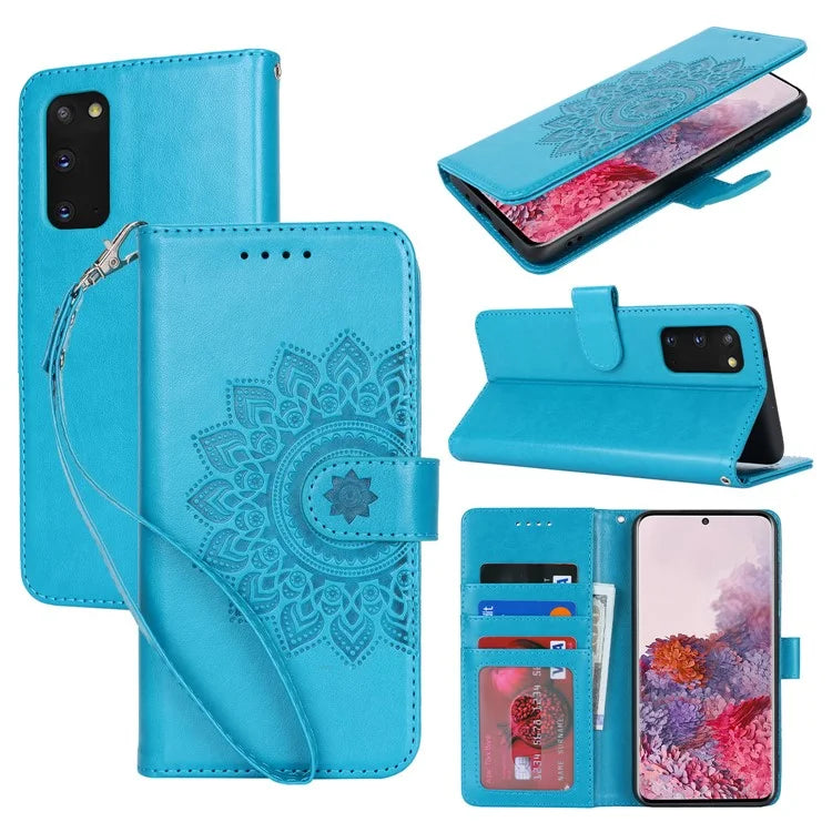 For Samsung Galaxy S20 4G / 5G Cell Phone Case R61 Texture Imprinted Leather Wallet Anti-scratch Cover