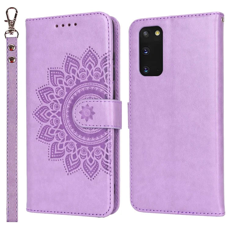 For Samsung Galaxy S20 4G / 5G Cell Phone Case R61 Texture Imprinted Leather Wallet Anti-scratch Cover