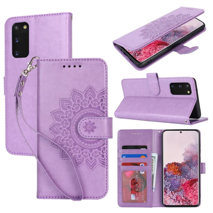 For Samsung Galaxy S20 4G / 5G Cell Phone Case R61 Texture Imprinted Leather Wallet Anti-scratch Cover