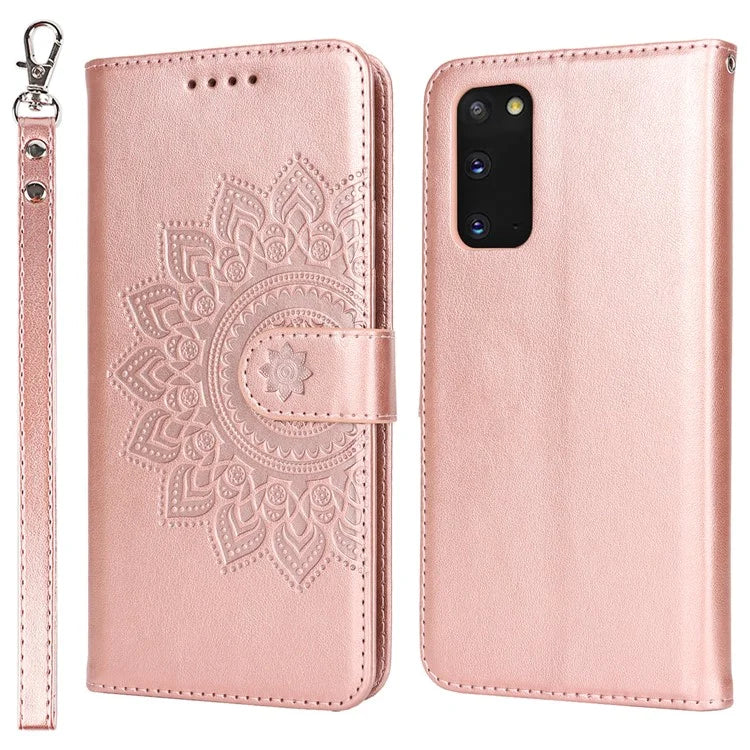 For Samsung Galaxy S20 4G / 5G Cell Phone Case R61 Texture Imprinted Leather Wallet Anti-scratch Cover